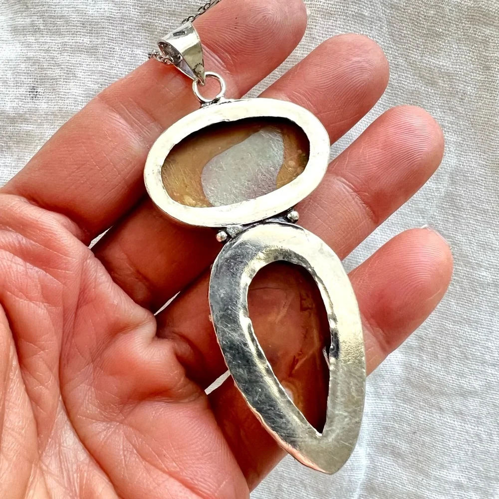925 Vitality Stone Double Mookaite Jasper Necklace Pendant